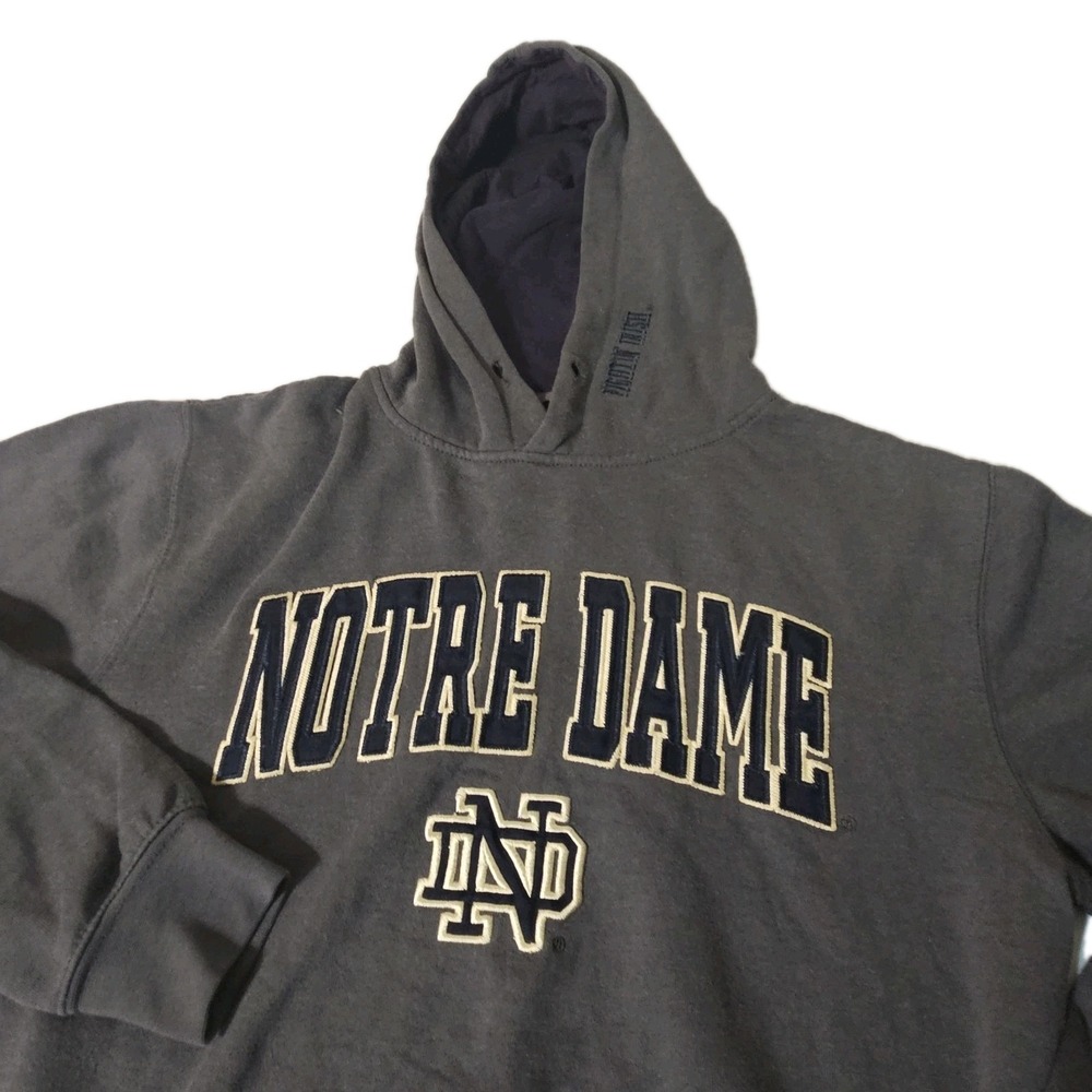 Vintage Notre Dame Fighting Irish Hoodie Women's Size S Gray Blue Hooded Stitch